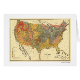 Geologisk karta av USA 1872 Hälsningskort