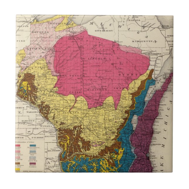Geologisk karta av Wisconsin Kakelplatta (Framsidan)