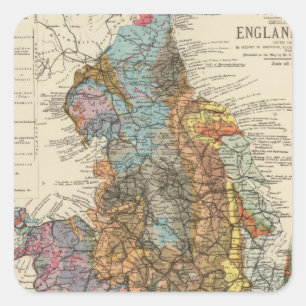 Geologisk karta England, Wales Fyrkantigt Klistermärke