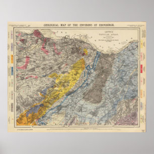Geologisk karta för vintage av Edinburgh Skottland Poster