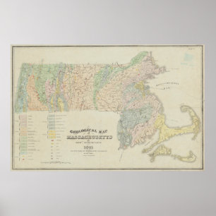 Geologisk karta för vintage av Massachusetts Poster