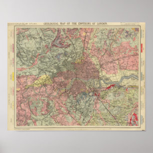 Geologisk karta London Poster
