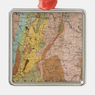 Geologiska Karta i New Hampshire 2 Julgransprydnad Metall
