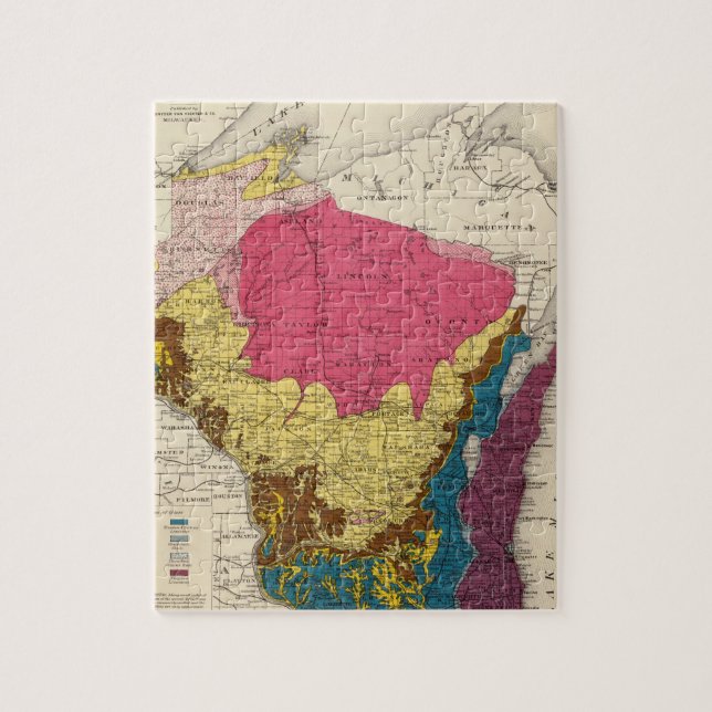 Geologiska kartan Wisconsin Pussel (Vertikal)