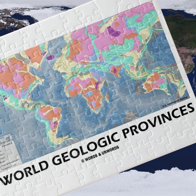 Geologiska världsprovinser (World Map Geology) Pussel (World Geologic Provinces jigsaw puzzle for any geologically inclined person)