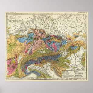 Geologiskt karta av Tyskland Poster