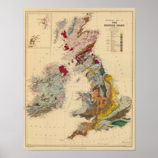 Geologiskt karta, Brittiska öarna Poster (Framsidan)