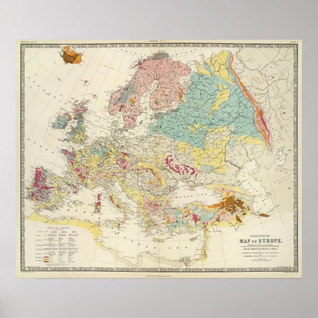 Geologiskt karta Europa Poster (Framsidan)