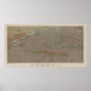 Geologiskt Karta i distriktet New Almaden Mining Poster