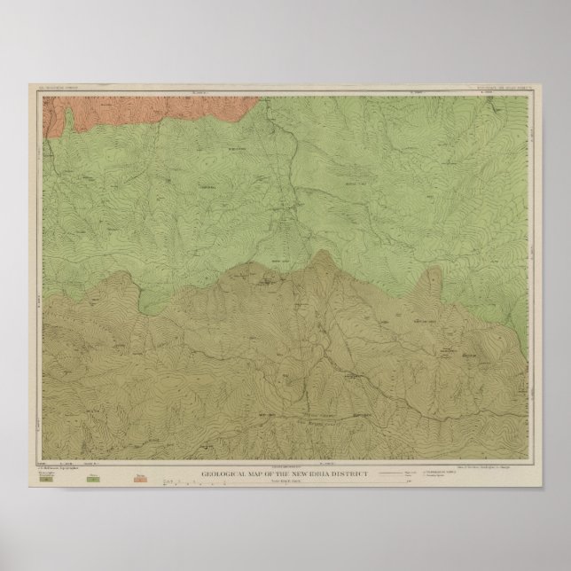Geologiskt Karta i distriktet New Idria Poster (Framsidan)