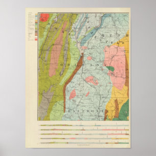 Geologiskt Karta i New Hampshire 3 Poster