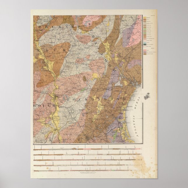 Geologiskt Karta i New Hampshire 4 Poster (Framsidan)