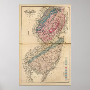 Geologiskt karta i New jersey Poster