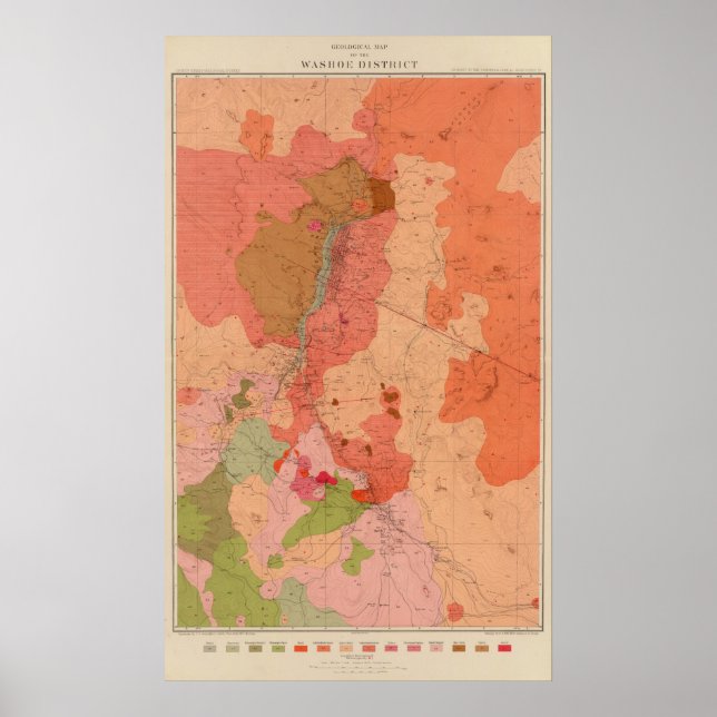 Geologiskt Karta i Washoe-distriktet Poster (Framsidan)