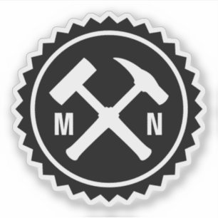 Geologisternas Hammer-Logotyp med Initialer på en Klistermärken