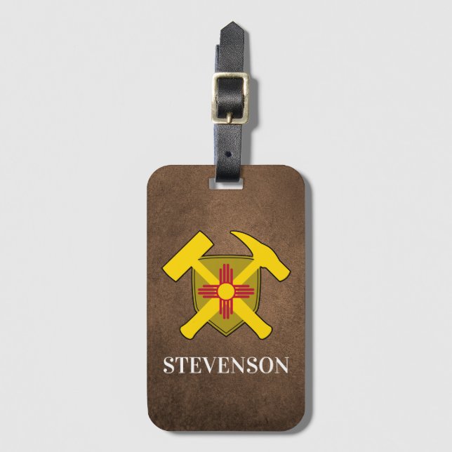 Geologisternas Logotyp Sten Hammer och New mexico  Bagagebricka (Framsida vertikal)