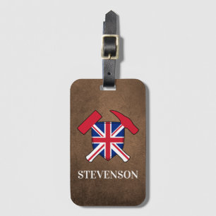 Geologisternas Sten Hammer och Union Jack Logotyp Bagagebricka