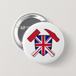 Geologisternas Sten Hammer och Union Jack Logotyp Knapp