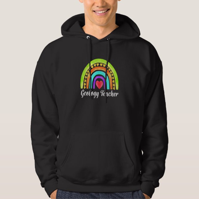 Geologistlärare Hjärtan & Regnbågar Hoodie (Framsida)