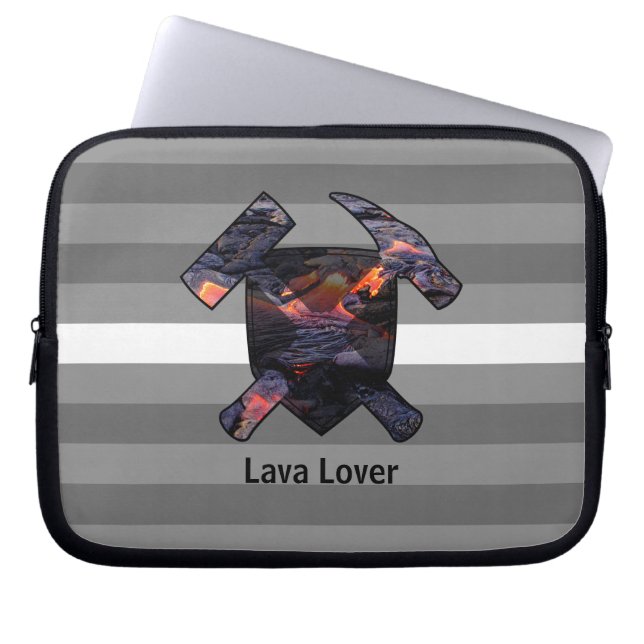 Geologist's "Lava Älskare" Sten Hammer Logotyp Laptop Fodral (Framsidan)