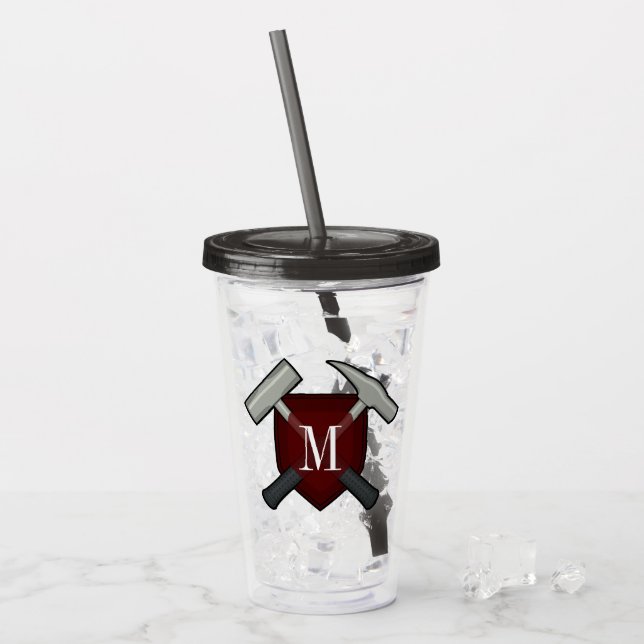 Geologist's Monogram med Sten Hammer Take Away Mugg (Framsida Ice)