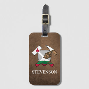 Geologist's Sten Hammer and California Flagga Logo Bagagebricka