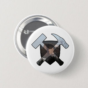 Geologist's Sten Hammer and Halva Dome Logotyp Knapp