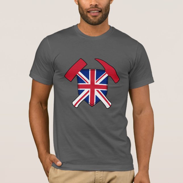 Geologist's Sten Hammer Logotyp- Union Jack Versio T Shirt (Framsida)
