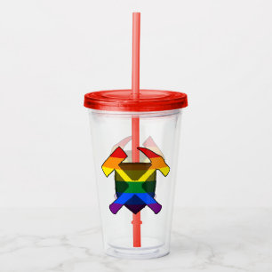 Geologist's Sten Hammer Shield-HBT Rainbow Flagga Take Away Mugg