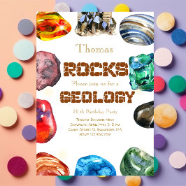 Geology födelsedagsfest sten gemstone inbjudningar