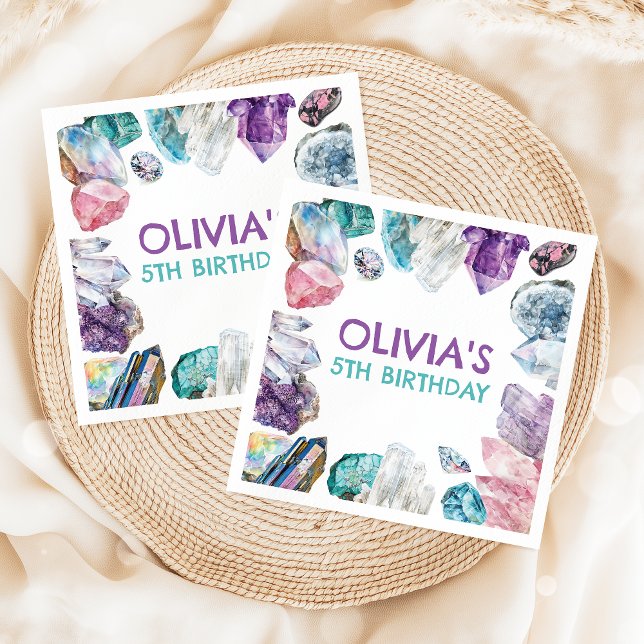 Geology Girl Birthday Gem Dig Party Napkins Pappersservett (Skapare uppladdad)