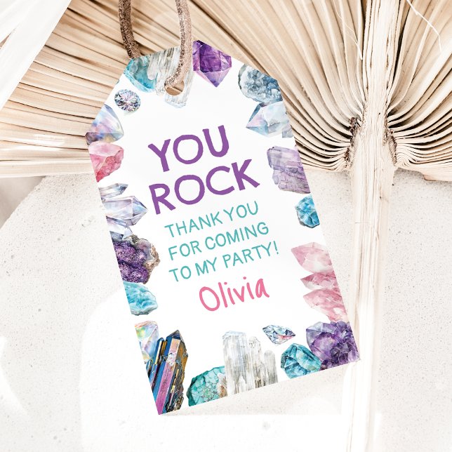 Geology Girl Birthday Gem Gräver Party Tack Presentetikett (Skapare uppladdad)