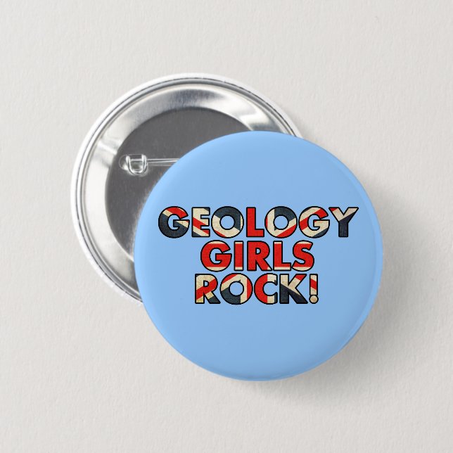 Geology Girls Rock!  (UK Flagga) Knapp (Framsida & baksida)