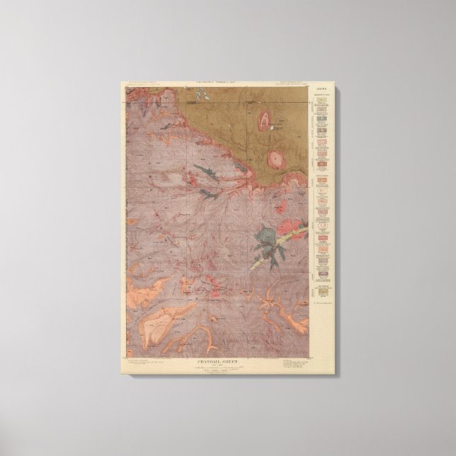 Geology Karta, Yellowstone National Part, Wyoming  Canvastryck (Framsida)