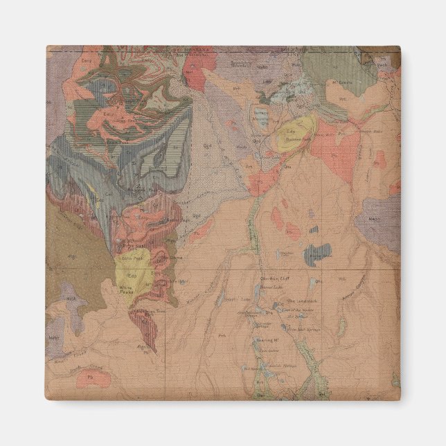 Geology Karta, Yellowstone National Part, Wyoming Magnet (Framsidan)