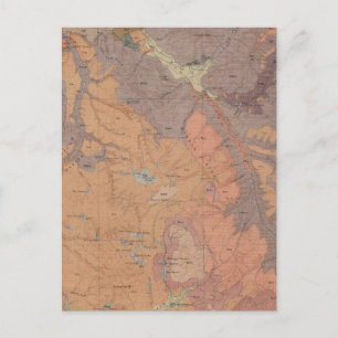 Geology Karta, Yellowstone National Part, Wyoming Vykort