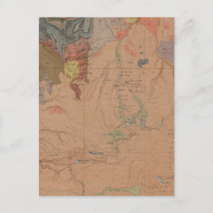 Geology Karta, Yellowstone National Part, Wyoming Vykort