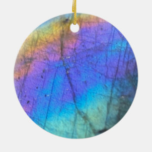 Geology Labradorite Stone Colorful Crystal Mönster Julgransprydnad Keramik