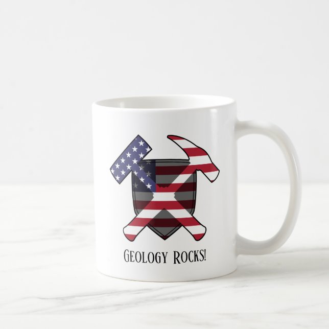 "Geology Sten" American Flagga Crossed Hammer Logo Kaffemugg (Höger)