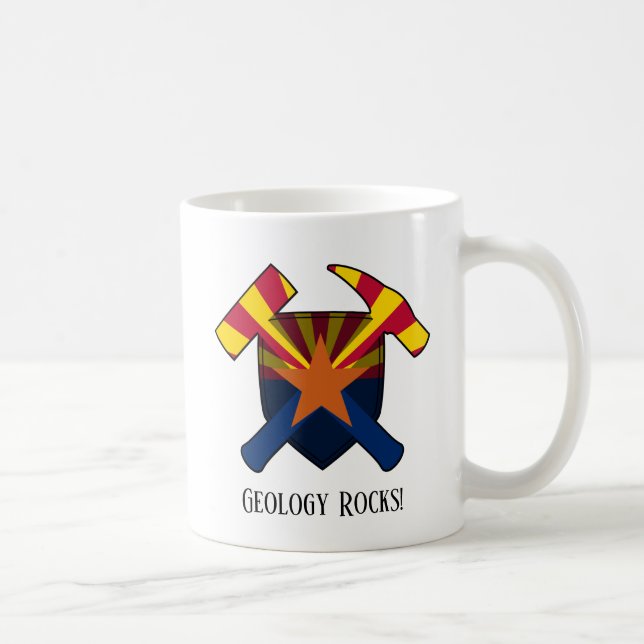 ’Geology Sten’ Arizona Statlig flagga Hammer Logot Kaffemugg (Höger)
