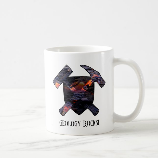 "Geology Sten" Hammer Logotyp w/ Hawaiian Lava Flo Kaffemugg (Höger)