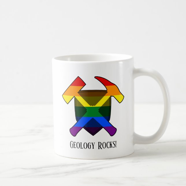 "Geology Sten" LGBT Rainbow Flagga Hammer Logotyp Kaffemugg (Höger)