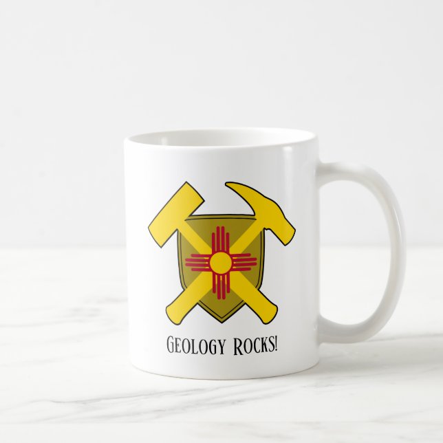 "Geology Sten" New mexico Flagga Hammer Logotyp Kaffemugg (Höger)