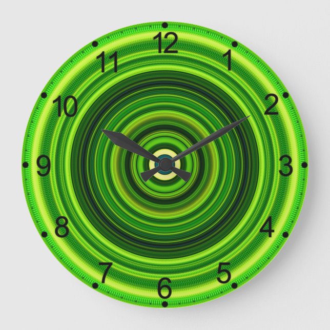 Geomagnetisk Grönt Mandala Circle Design Stor Klocka (Framsida)