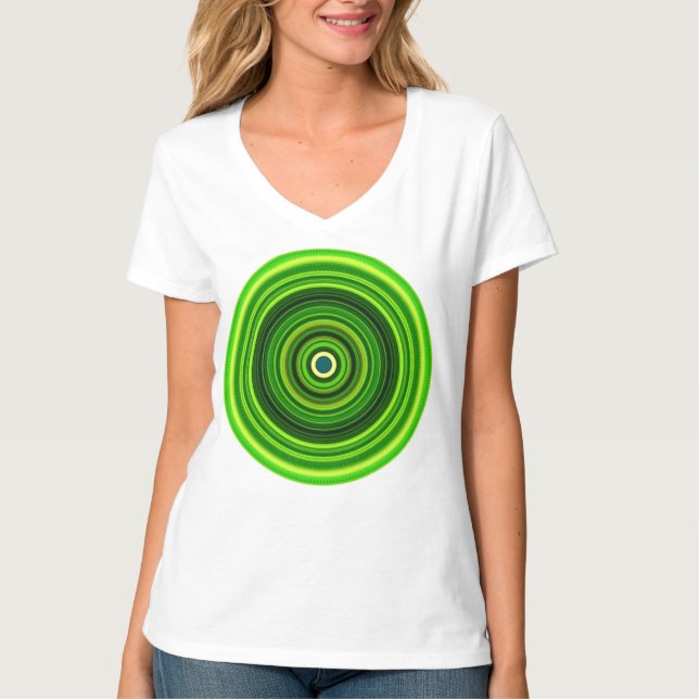 Geomagnetisk Grönt Mandala T Shirt (Framsida)