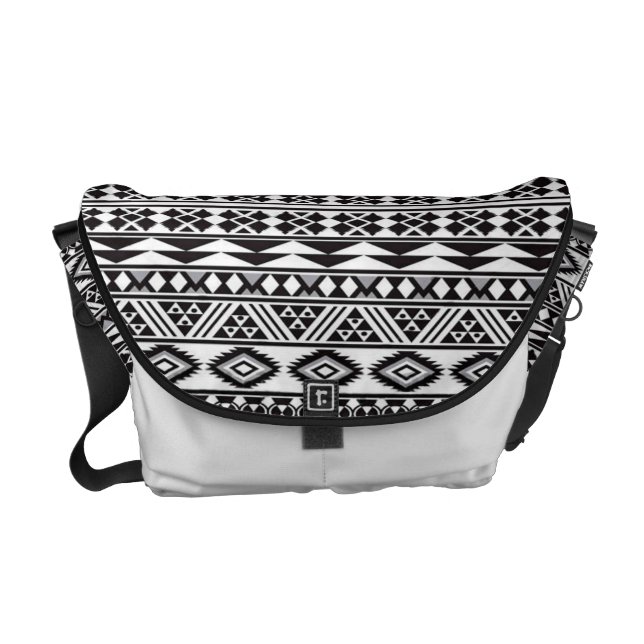 geomatric svartvitt för kallt stam- mönster messenger bag (Framsidan)