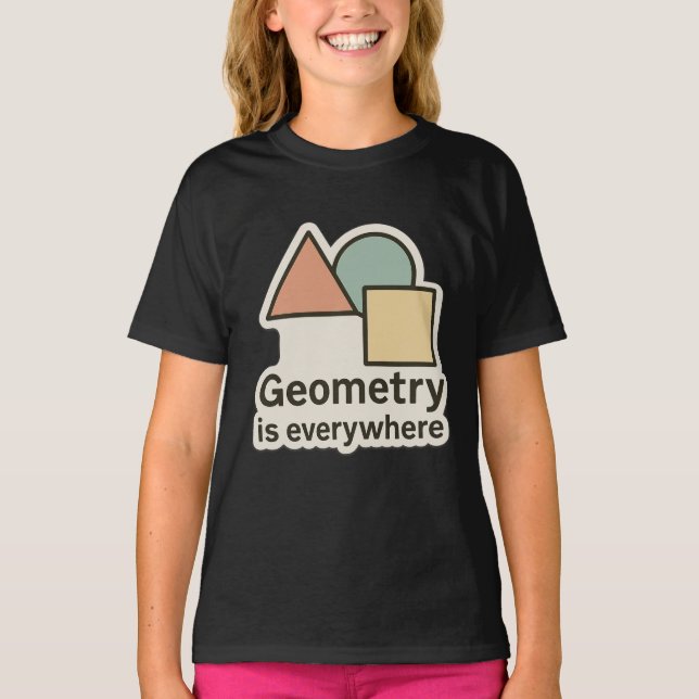 Geometri är överallt - färgfulla former t shirt (Framsida)