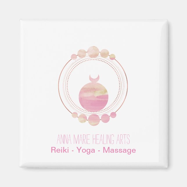 Geometri för den nya åldern Rosa ros Guld Helig Magnet (Framsidan)