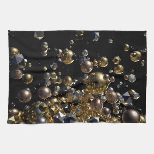 Geometri för Elegant Abstrakt - Guld och Silver Kökshandduk