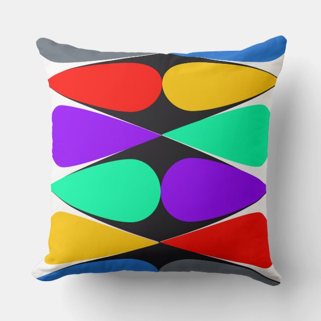 Geometri för färg-pop-trappa på svart romb kudde (Framsida)